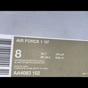 Air force 1 white and gold